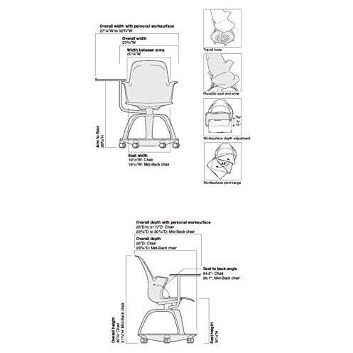 Steelcase Node Multipurpose Chair: Tripod Base - Standard Carpet Casters