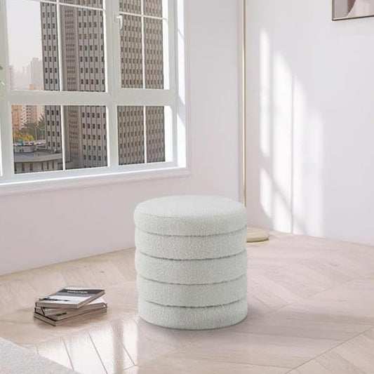 MAKLAINE Contemporary Boucle Fabric Ottoman