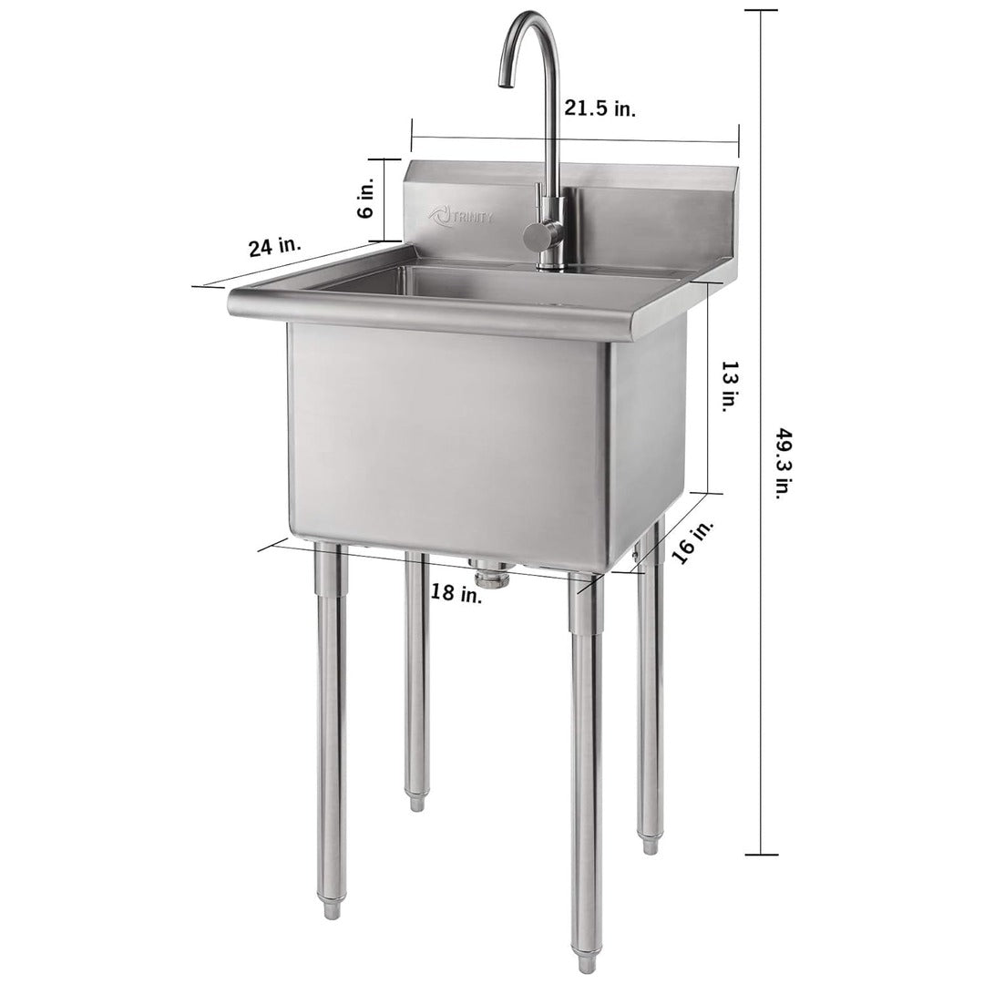 (New) Trinity Stainless Steel Utility Sink