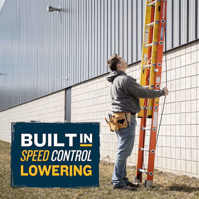 Werner Glidesafe 28-ft ( 27-ft Reach Height ) Fiberglass Type 1A - 300 lbs. Load Capacity Extension Ladder