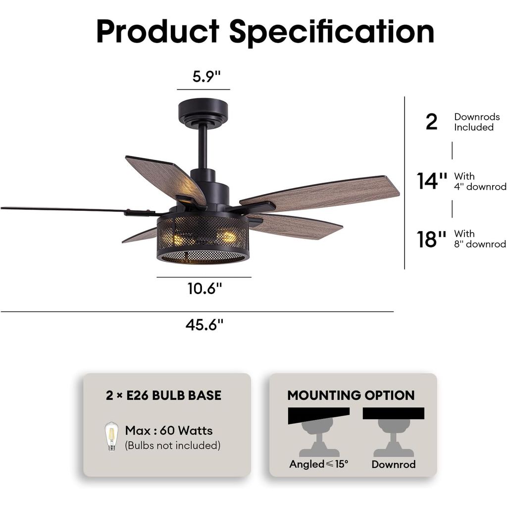 (New) LuminFan 46 Inch Ceiling Fans with Lights