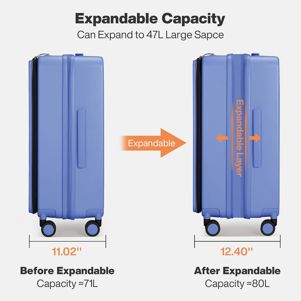 Mixi 24 Inch Large Expandable Checked Luggage