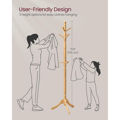(New) VASAGLE Solid Wood Coat Rack and Stand