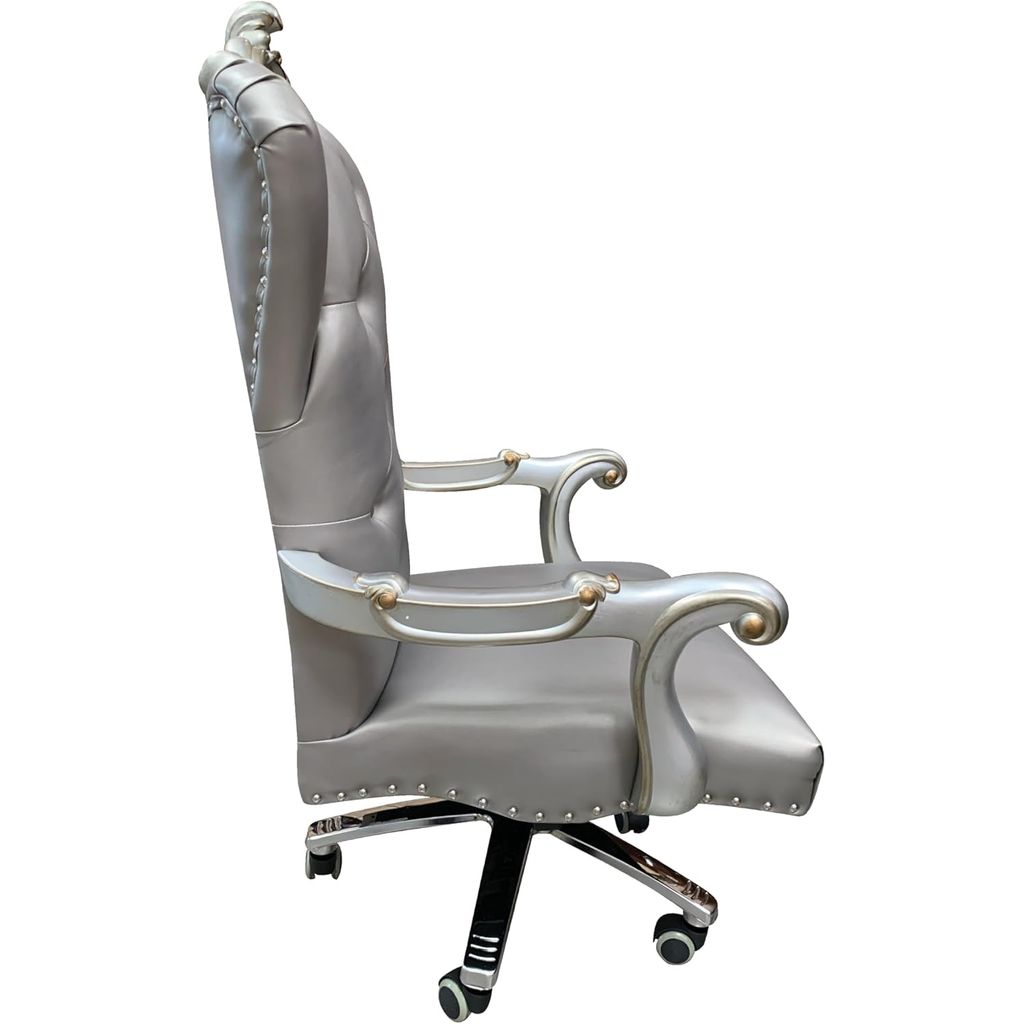 Acme Versailles Faux Leather Swivel Executive Office Chair in Silver Platinum
