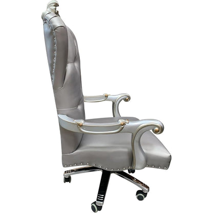 Acme Versailles Faux Leather Swivel Executive Office Chair in Silver Platinum