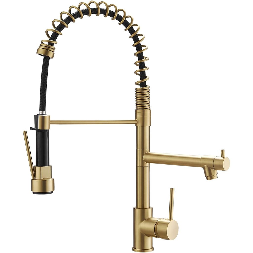 (New) Brushed Gold Kitchen Faucet with Pull Down Sprayer
