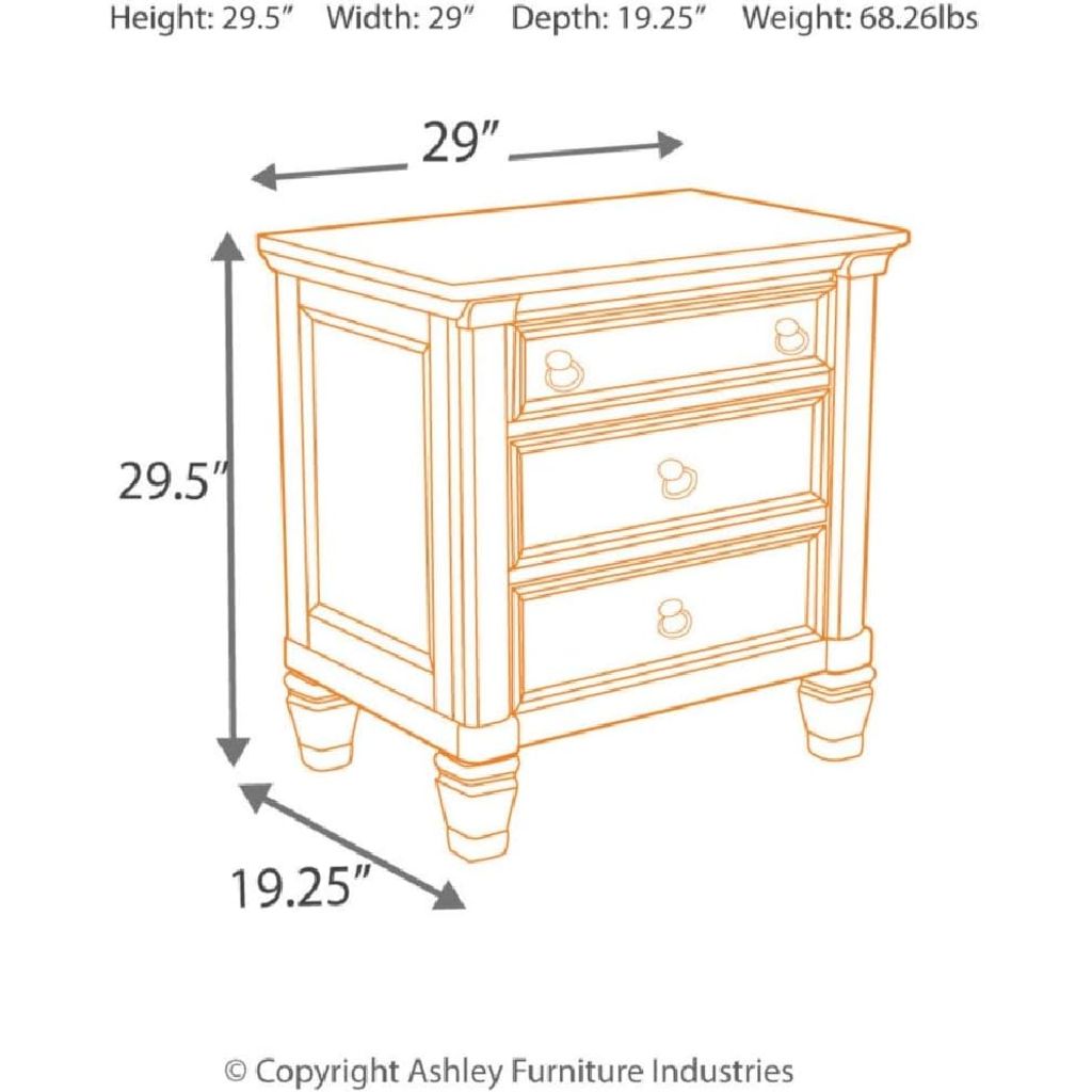 Ashley Prentice Cottage Quaint 3 Drawer Nightstand