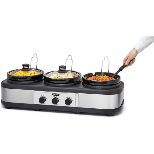Bella - 3 x 1.5-Quart Triple Slow Cooker - Stainless Steel