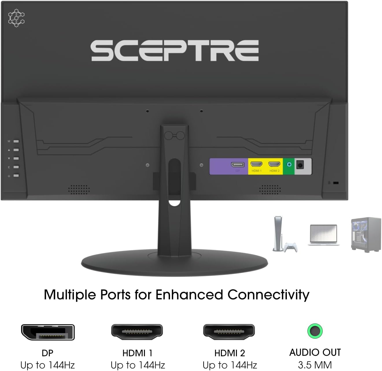 New Sceptre 22-Inch Gaming Monitor, FHD 1080p, Up to 144Hz, HDMI, DisplayPort, Built-in Speakers, Machine Black