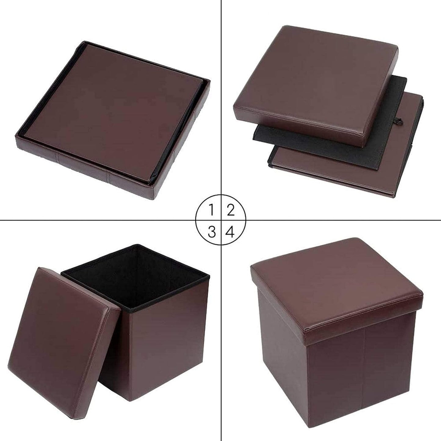 Faux Leather Ottoman Storage Box with Lid