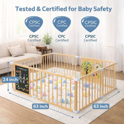 (New) Foldable Wooden Playpen for Babies and Toddlers