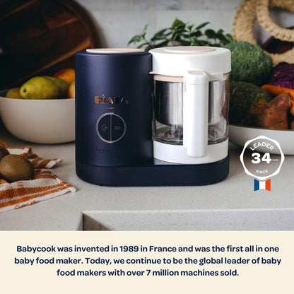 (New) BEABA Babycook Neo, Baby Food Maker, Glass Bowl Baby Food Processor, 4 in 1 Steam Cook & Blender, Stainless Steel Steam Basket, Easy Clean Reservoir, 5.5 Cup Capacity, Eucalyptus