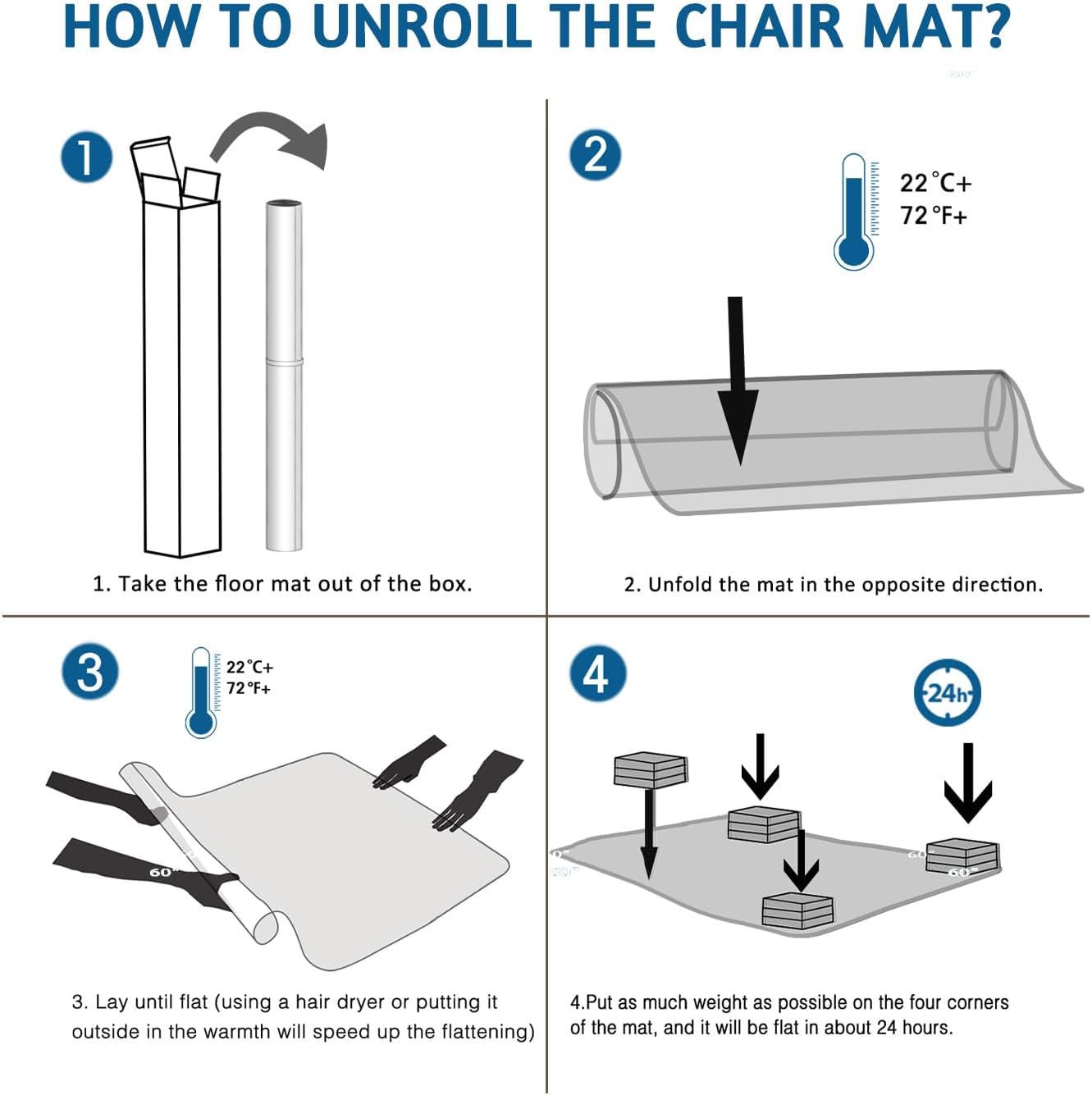 Office Chair Mat for Hard Floors 55" x 35"