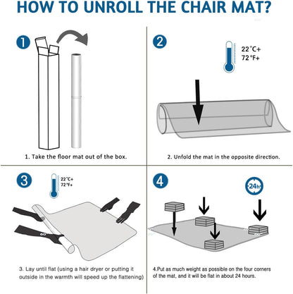 Office Chair Mat for Hard Floors 55" x 35"