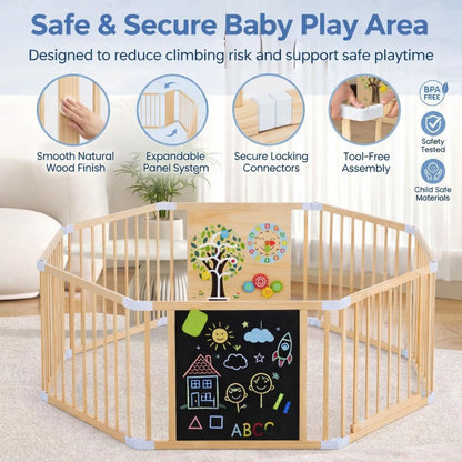 (New) Foldable Wooden Playpen for Babies and Toddlers