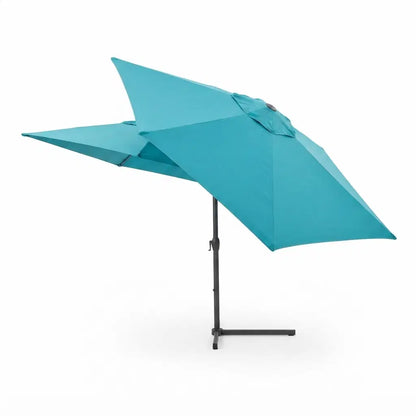 (New) Costway 15 Ft. Double-Sided Patio Umbrella with 48 Solar-Powered LED Lights, Turquoise