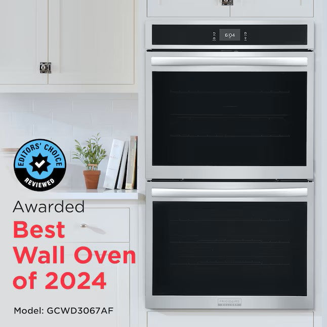 (New) Frigidaire Gallery 30 inch Double Electric Wall Oven with Air Fry Self + Steam Cleaning