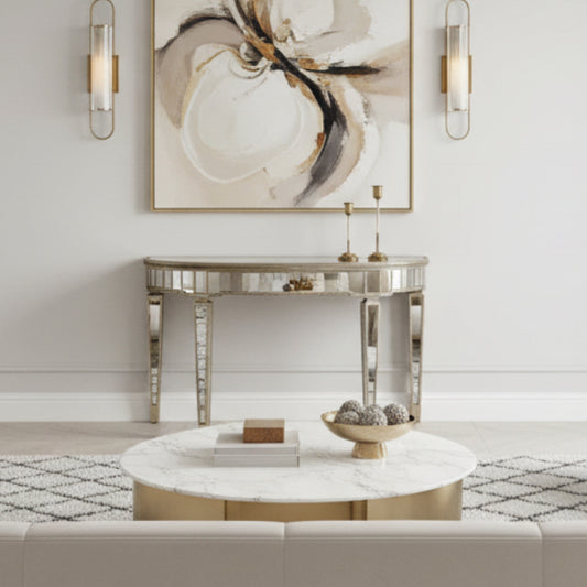 Mirrored Demilune Console Table