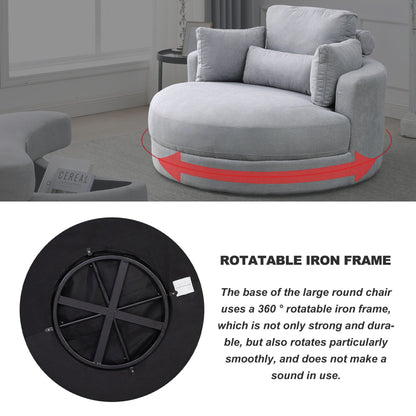 Swivel Chair with Moon Storage Ottoman