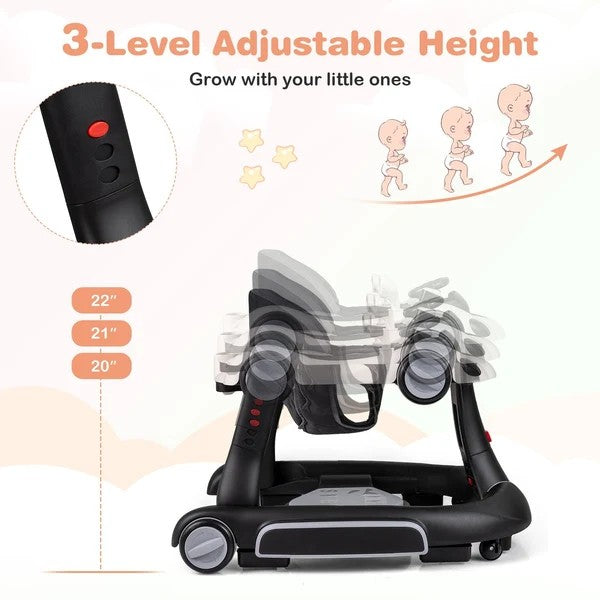 (New) 6-in-1 Baby Walker with Canopy Portable Activity Center Bouncer Rocker Combo with Music