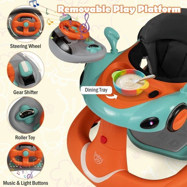 (New) 6-in-1 Baby Walker with Canopy Portable Activity Center Bouncer Rocker Combo with Music