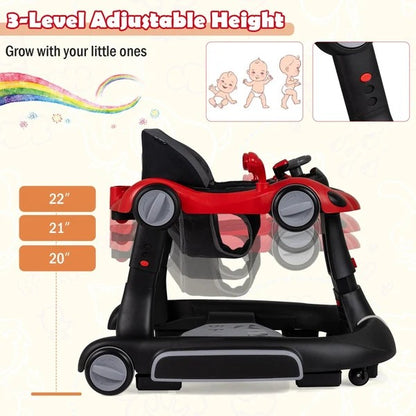 (New) 6-in-1 Baby Walker with Canopy Portable Activity Center Bouncer Rocker Combo with Music