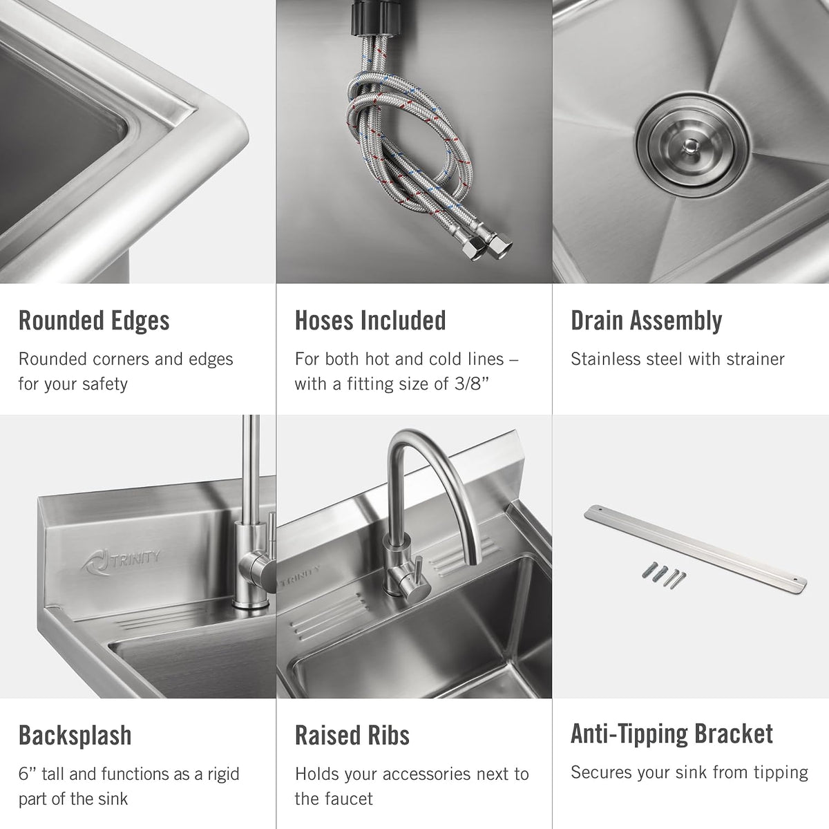 (New) Trinity Stainless Steel Utility Sink