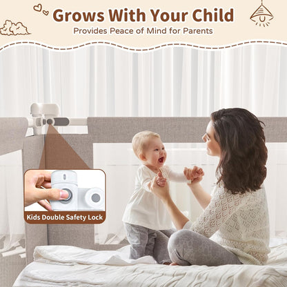 3-Piece Full Size Bed Rail for Toddlers - Height Adjustable Baby Bed Rail Guard