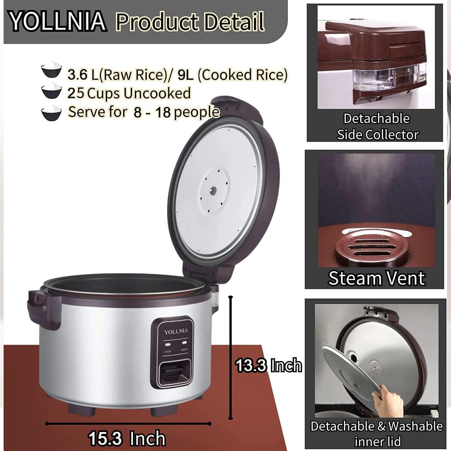 (New) YOLLNIA Commercial Rice Cooker
