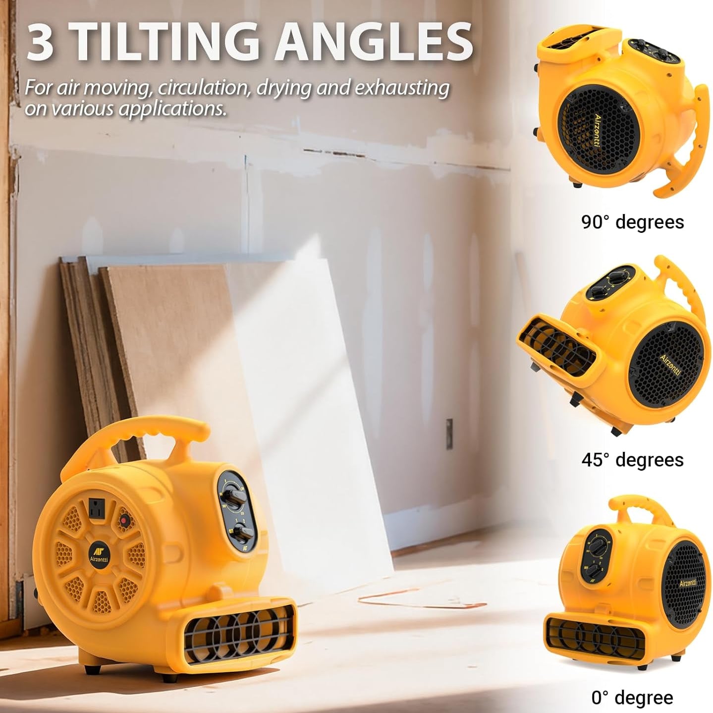 AirZentti 3-Speed Industrial Air Mover Floor Blower Fan