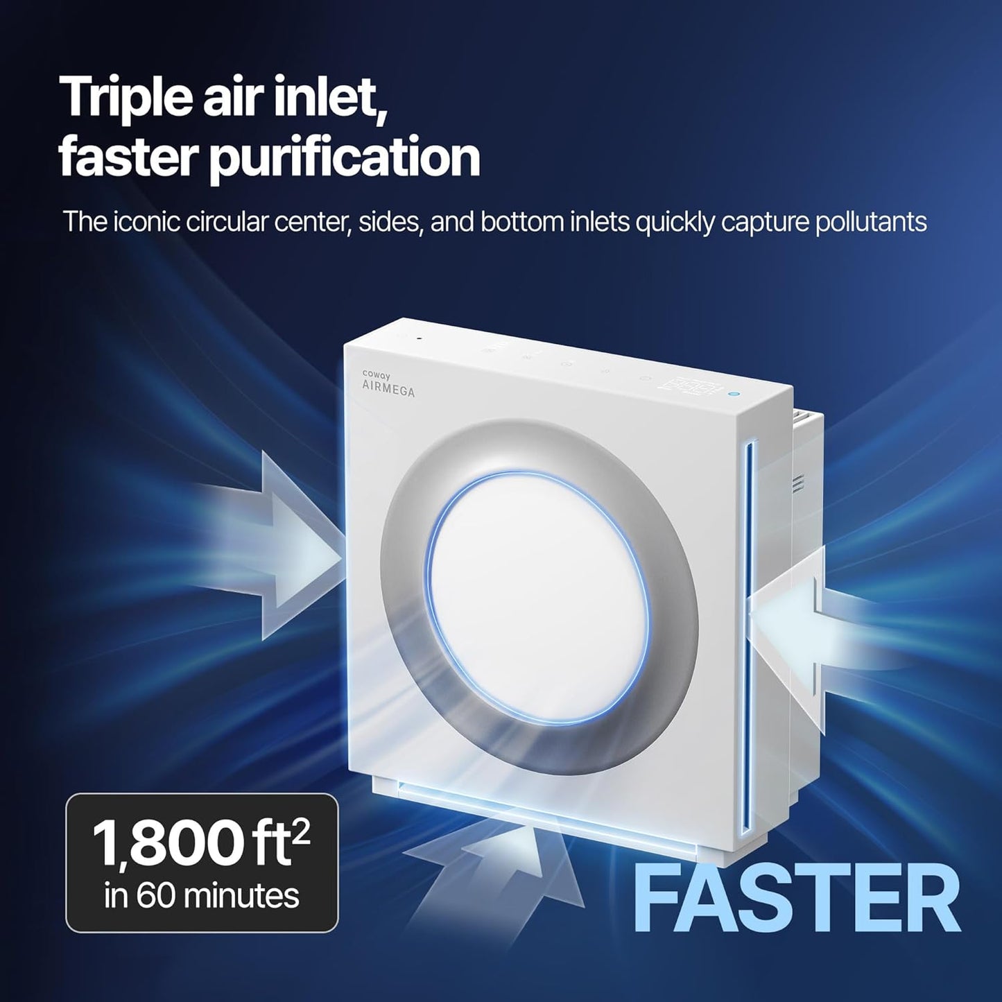 (New in Box) COWAY Airmega Mighty2 Air Purifier, Next Gen of AP-1512HH, for Large Room & Home Cleans up to 1,800 ft², IEST certified HEPA and Active Carbon for Allergies, Smoke, Dust, Pets & Mold, AP-1512N(W)