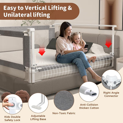 3-Piece Full Size Bed Rail for Toddlers - Height Adjustable Baby Bed Rail Guard