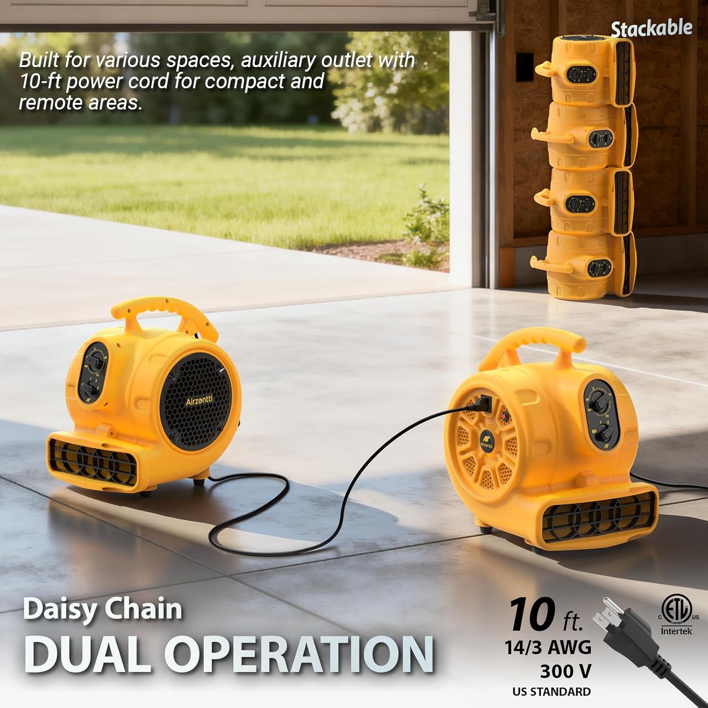 AirZentti 3-Speed Industrial Air Mover Floor Blower Fan