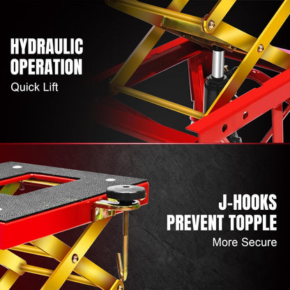 (New) Jack Boss 350 lbs Motorcycle Lift Jack Table, Hydraulic Foot-Operated Scissor Lift Jack for ATV Dirt Bike, Motorcycle Stand with 4 Wheels
