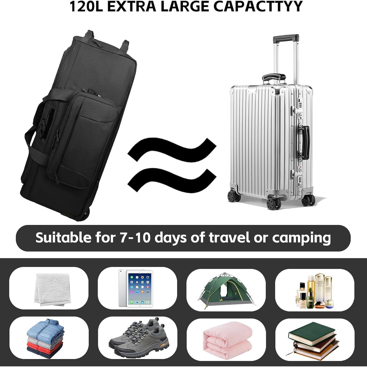 (New) Goloni Wheel Rolling Duffle Bag