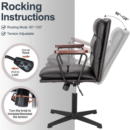 Okeysen Office Desk Ergonomic Chair with Wooden Armrests