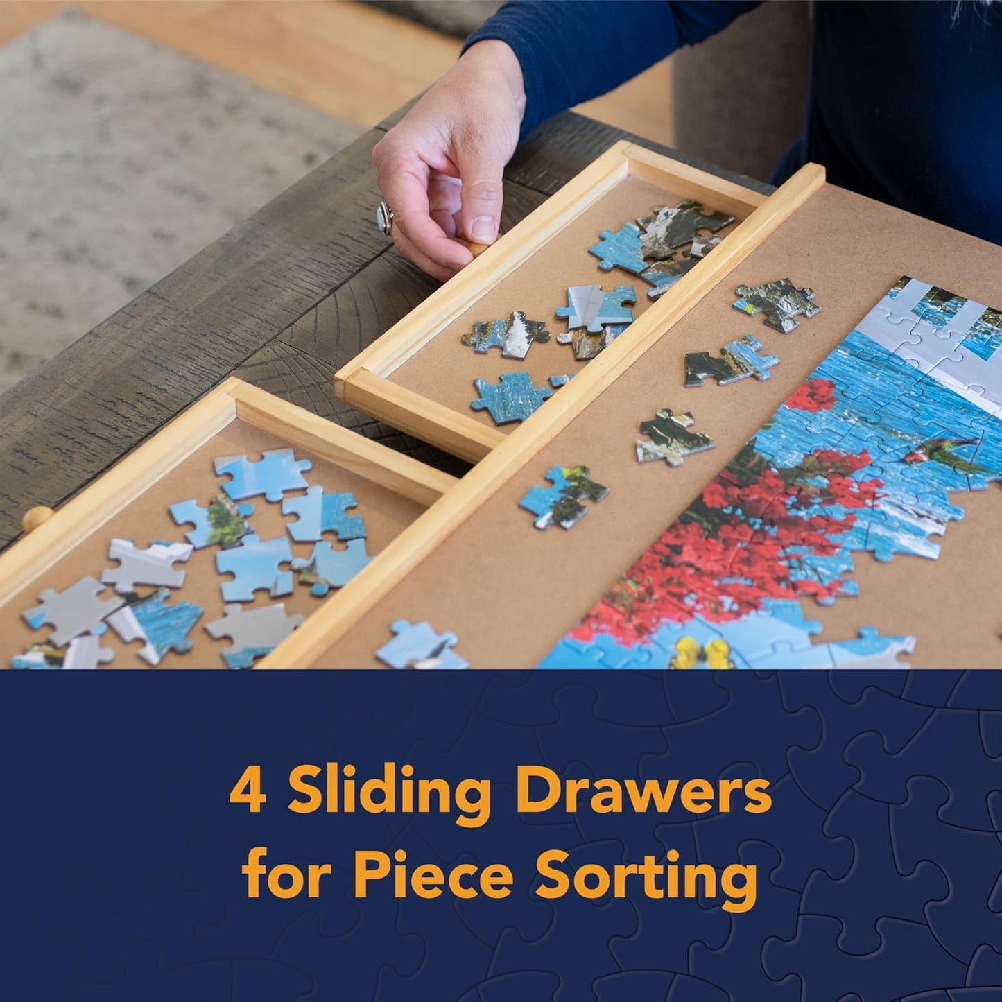 Bits and Pieces Rotating Puzzle Board with Drawers