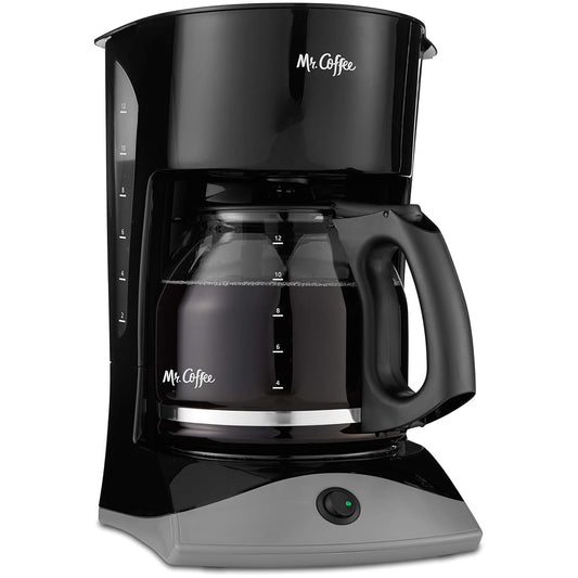 Mr. Coffee Black Coffee Maker, 12 Cups, with Auto Pause and Glass Carafe