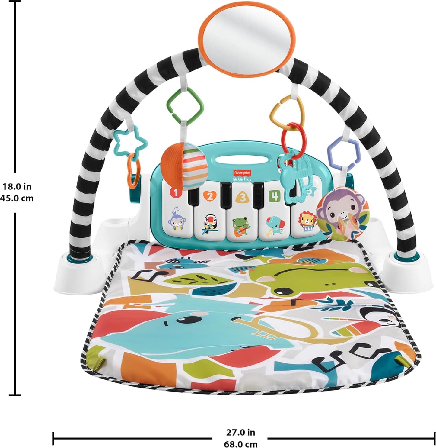 (New) Fisher-Price Baby Playmat Glow and Grow Kick & Play Piano Gym, Blue Musical Learning Toy with Developmental Activities for Newborns 0+ Months