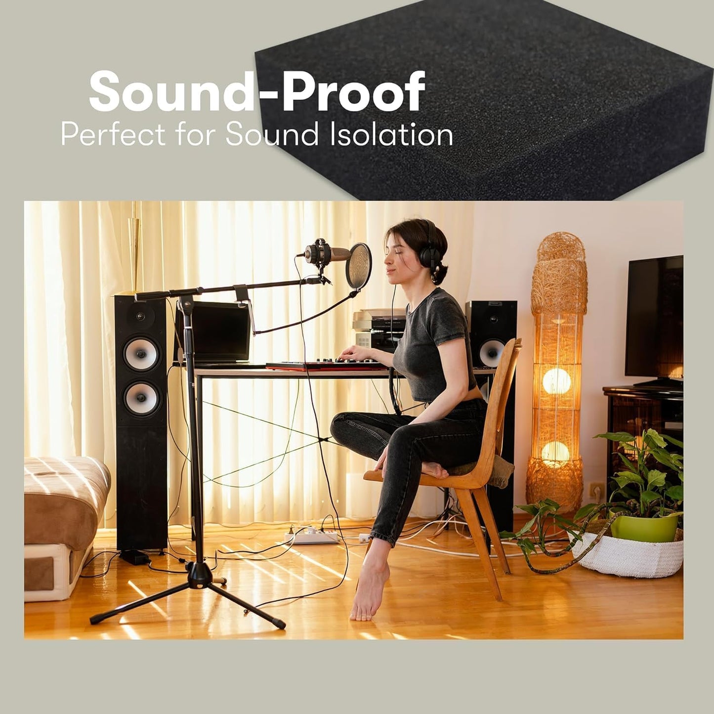 (New) FoamTouch 4" Thick, 36" Wide x 84" Long Charcoal High Density Foam