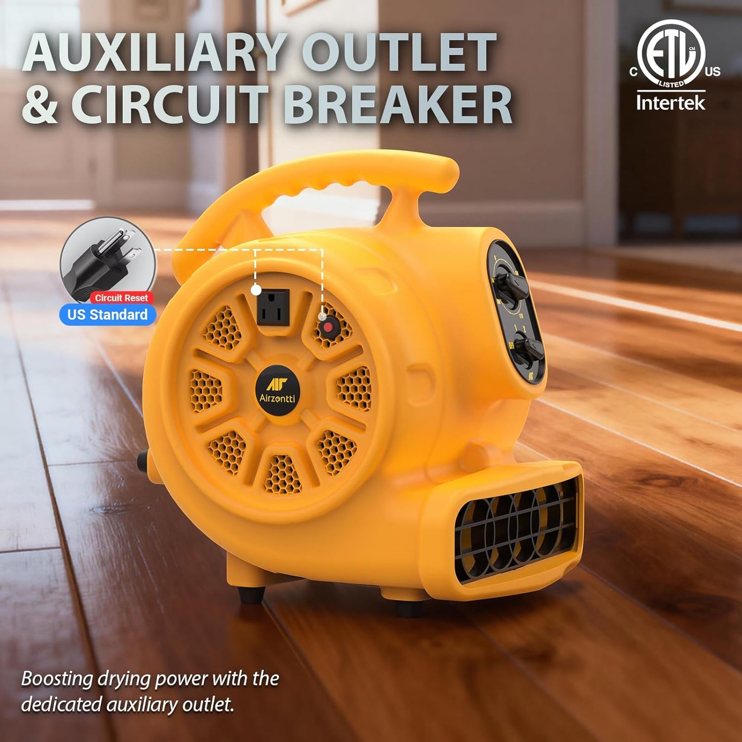 AirZentti 3-Speed Industrial Air Mover Floor Blower Fan