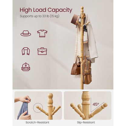 (New) VASAGLE Solid Wood Coat Rack and Stand