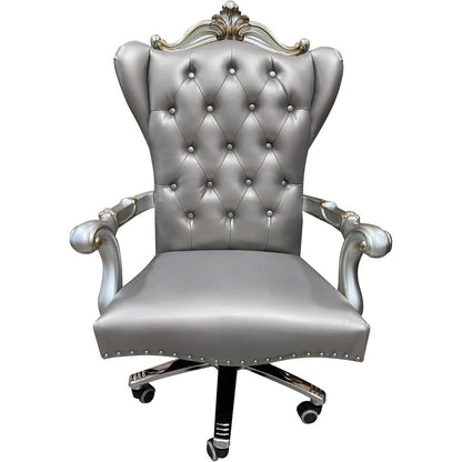 Acme Versailles Faux Leather Swivel Executive Office Chair in Silver Platinum