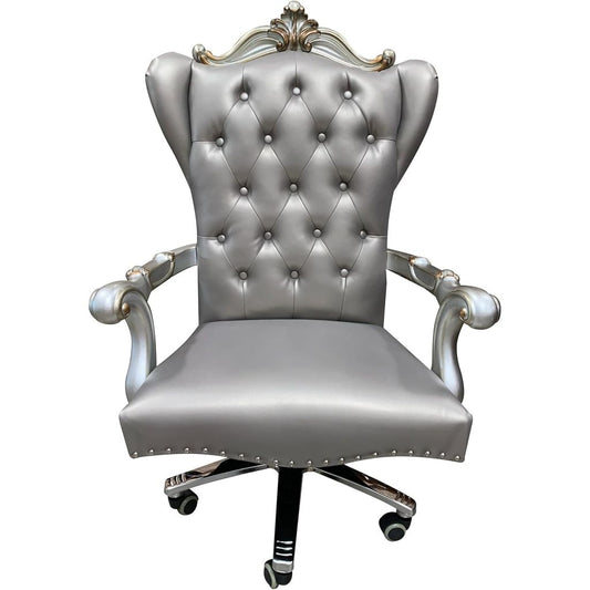 Acme Versailles Faux Leather Swivel Executive Office Chair in Silver Platinum