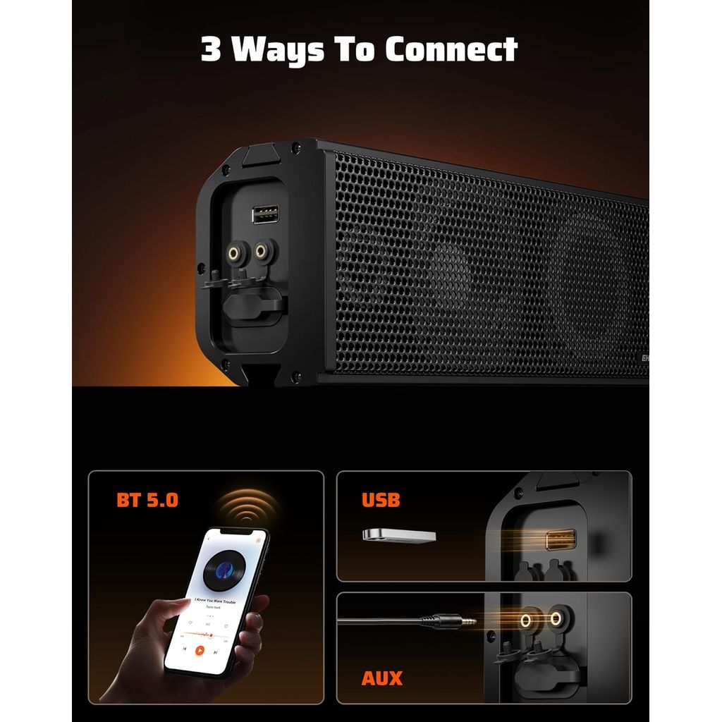 (New) Ehaho 25 Inch 6-Speaker UTV Sound Bar