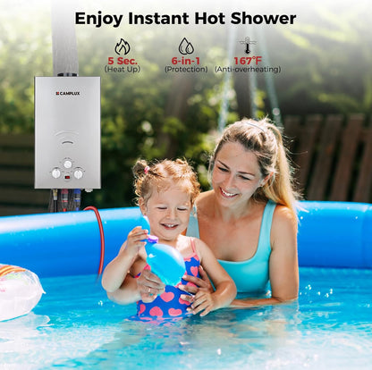 CAMPLUX Tankless Water Heater - 2.64GPM Portable Propane Heater