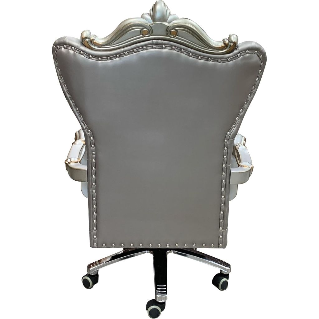 Acme Versailles Faux Leather Swivel Executive Office Chair in Silver Platinum