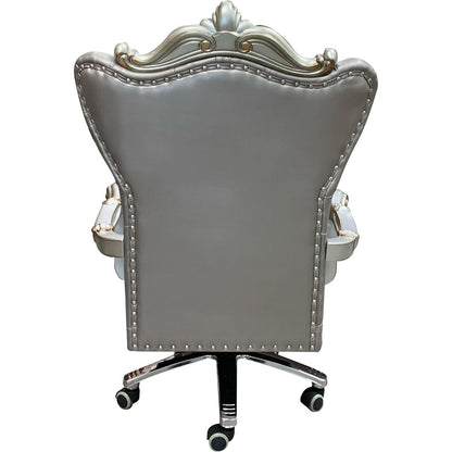 Acme Versailles Faux Leather Swivel Executive Office Chair in Silver Platinum