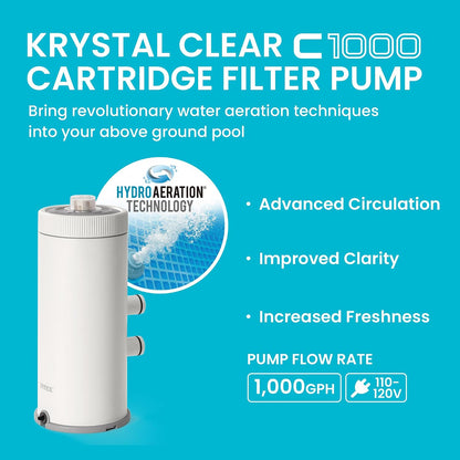 INTEX C1000 Cartridge Filter Pump for AGP: 1000 GPH Pump Flow Rate