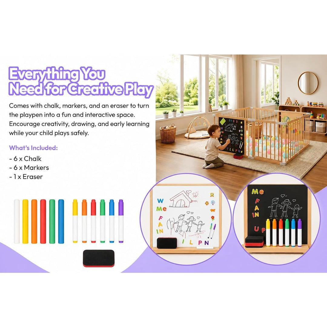 (New) Foldable Wooden Playpen for Babies and Toddlers